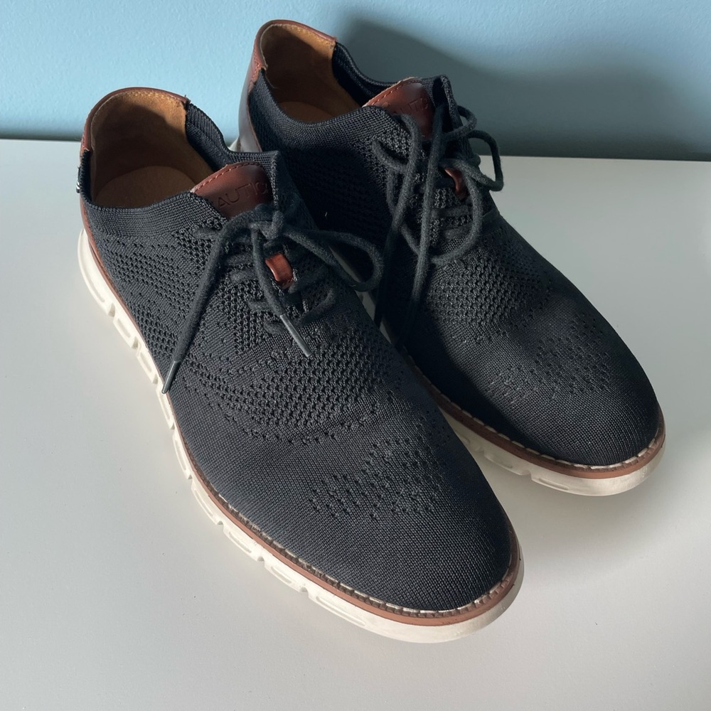 Men's Nautica Black Knit Oxford Shoes